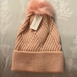 Francesca’s Blush Pink Knit Pom-Pom Beanie for Women